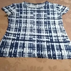 Vince women's short sleeve top, size L, blue/white